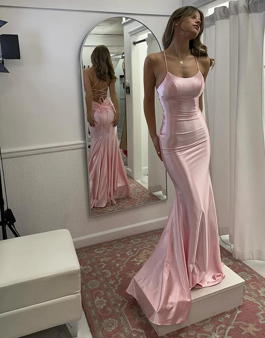 Mermaid Spaghetti Strap Long Prom Dress
