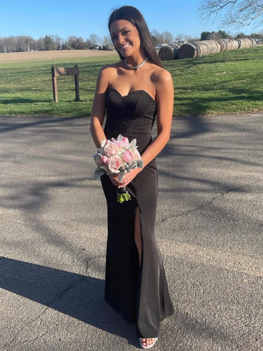 Sheath Sweetheart Long Prom Dress With Slit
