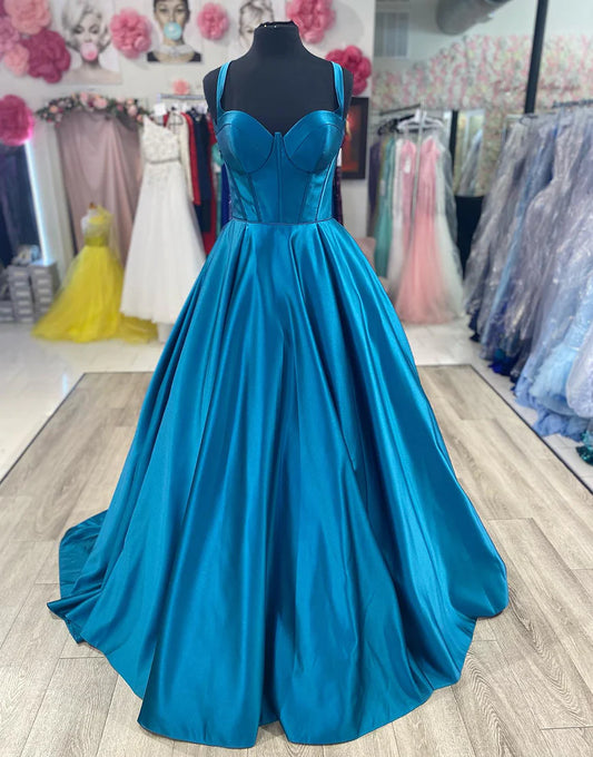 A-Line Sweetheart Satin Long Prom Dress