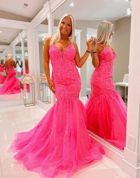 Mermaid Sequin Tulle Long Prom Dress
