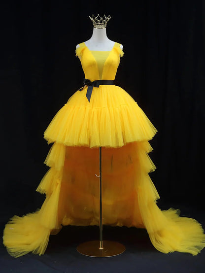 High Low Tulle Sleeveless Prom Dress