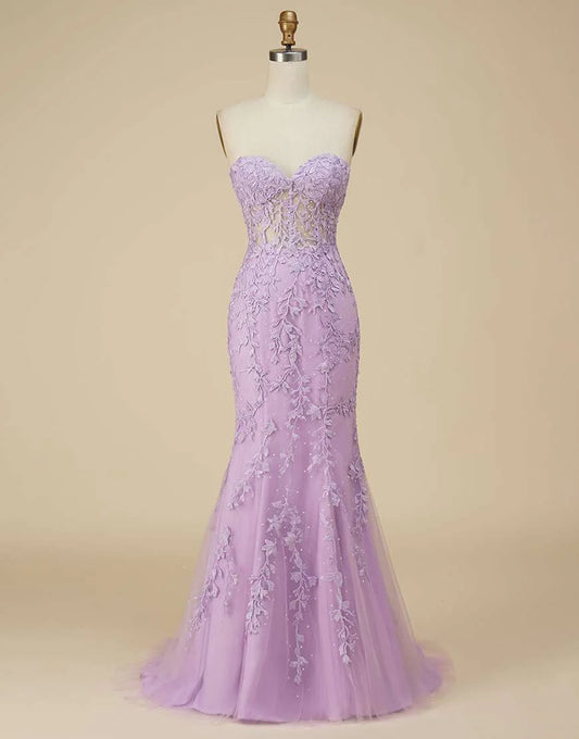 Long Sheath Sweetheart Prom Dress with Appliques