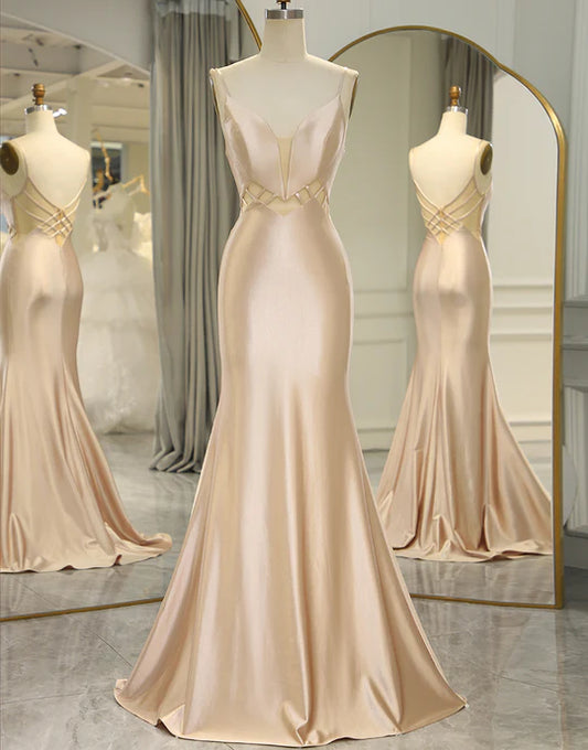 Spaghetti Straps Long Mermaid Prom Dress