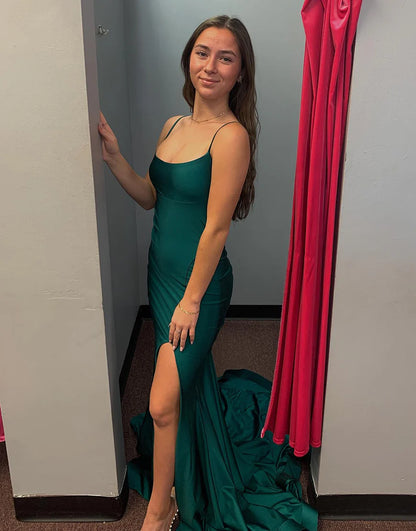 Mermaid Spaghetti Strap Long Prom Dress With Slit Mermaid Spaghetti Strap Long Prom Dress With Slit