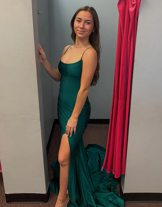 Mermaid Spaghetti Strap Long Prom Dress With Slit Mermaid Spaghetti Strap Long Prom Dress With Slit