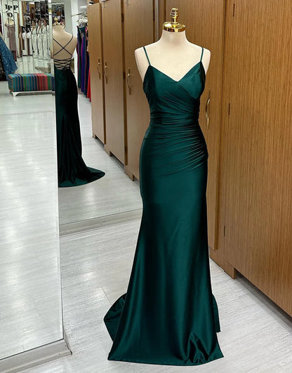 Simple Mermaid Spaghetti Strap Long Prom Dress