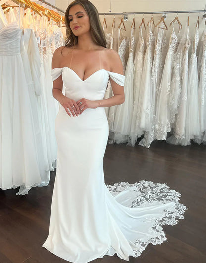 Mermaid Off The Shoulder Long Wedding Dress