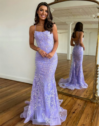 Mermaid Spaghetti Straps Corset Long Prom Dress