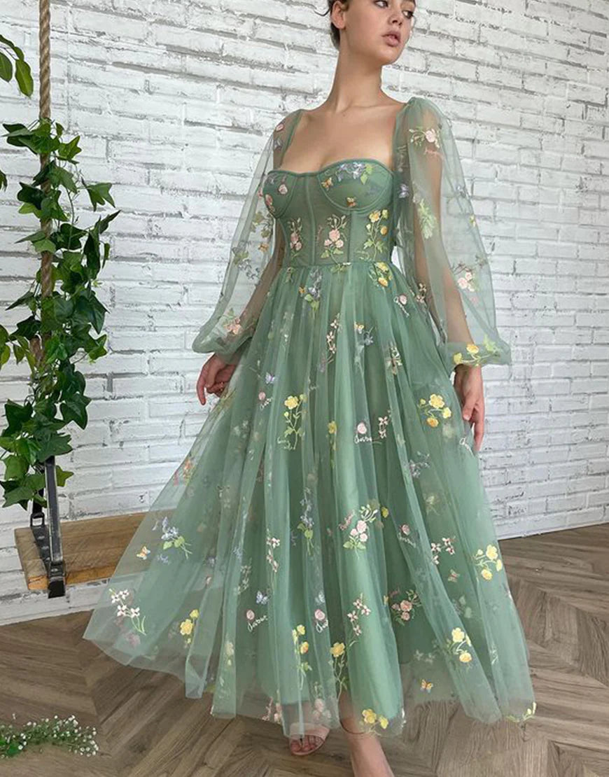 Floral Tulle Homecoming Dress