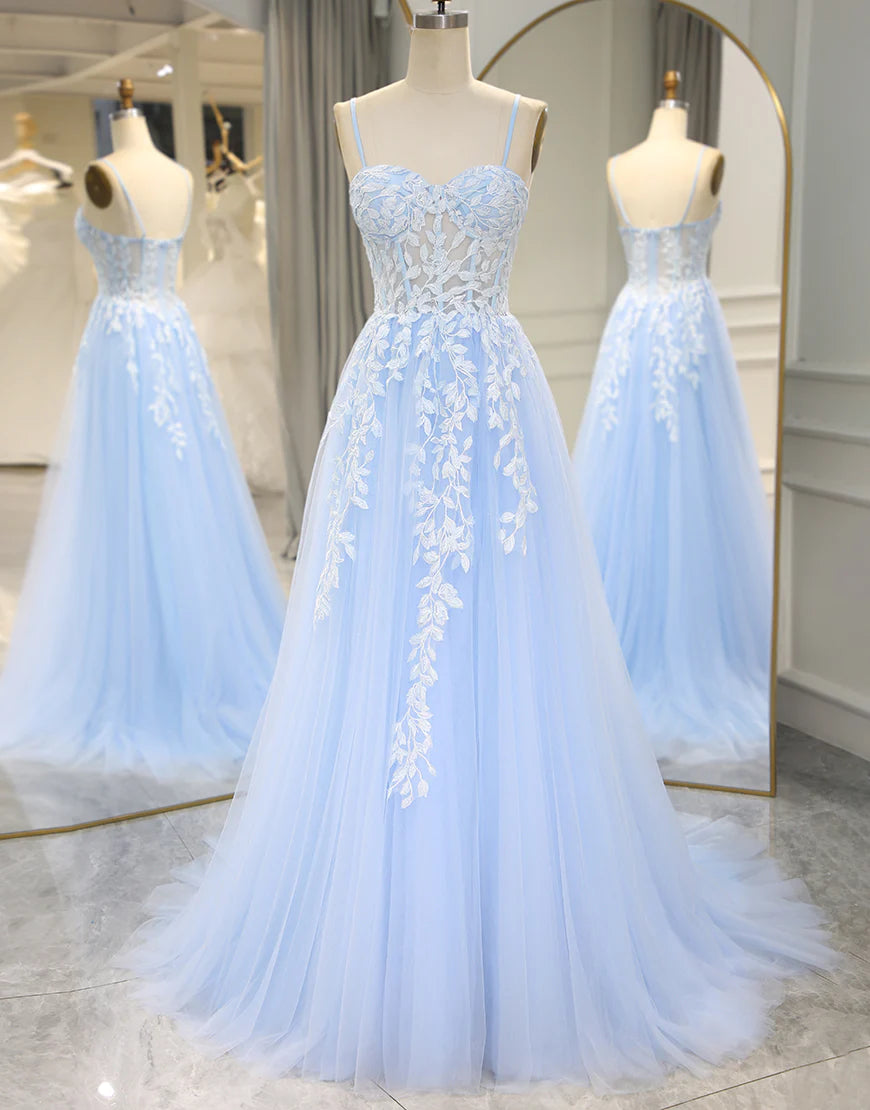 Long Corset Appliqued Prom Dress With Split