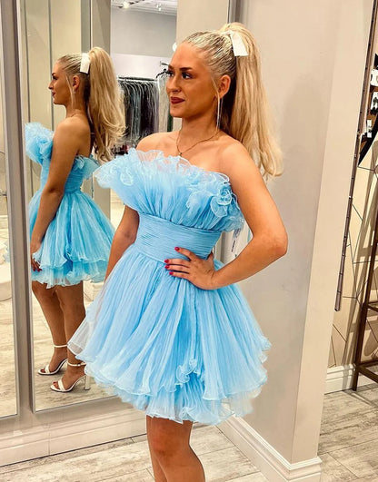 A Line Cute Homecoming Dress with Pleated