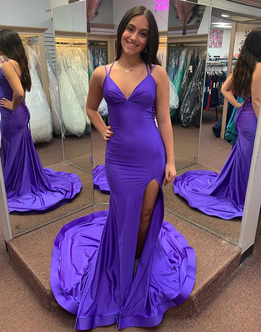 Mermaid Backless Long Prom Dress With Slit