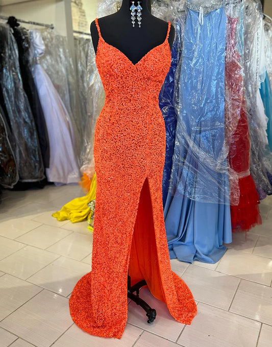 Mermaid Sequinde Backless Long Prom Dress With Slit