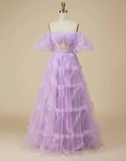 Tulle Sweetheart Cute Prom Dress with Sleeves