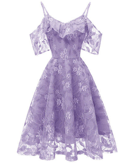 Lace Short Homecoming Dress with Ruffles