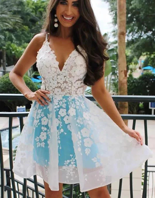 A Line Homecming Dress with Appliques