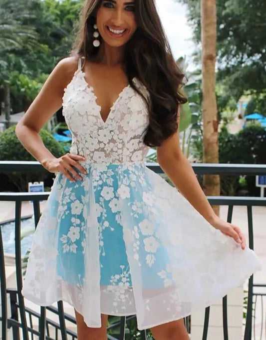 A Line Homecming Dress with Appliques