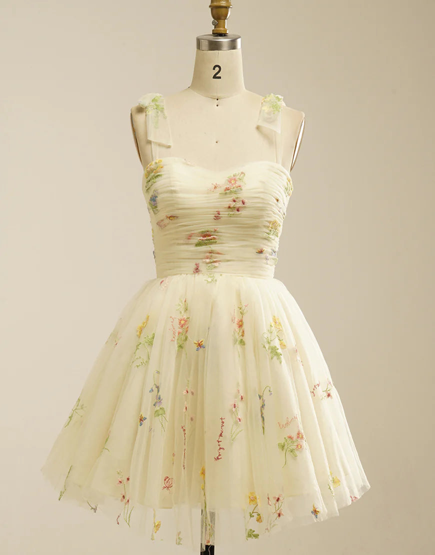 Cute Princess Champagne Short Homecoming Dress