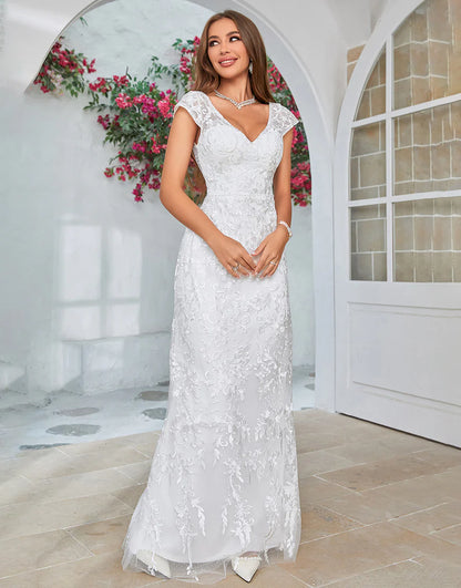 Mermaid Lace V-Neck Wedding Dress