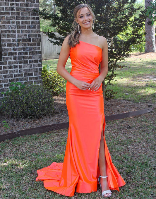 One Shoulder Prom Dress with Split