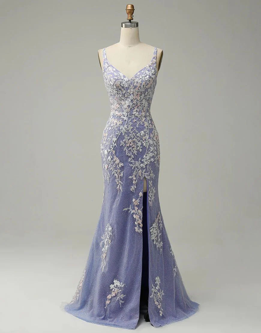 Mermaid Lace Long Prom Dress with Slit