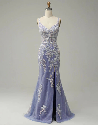 Mermaid Lace Long Prom Dress with Slit