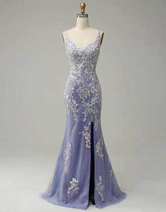Mermaid Lace Long Prom Dress with Slit