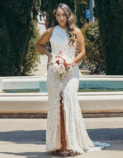 Open Back Boho Lace Wedding Dress
