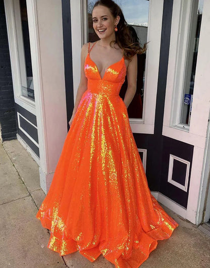 A-line Sequin Prom Dance Dress