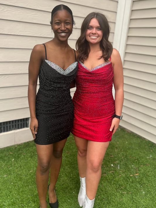 Spaghetti Straps Homecoming Dress With Beading