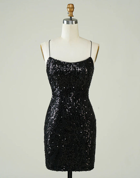 Sequins Spaghetti Straps Tight Homecoming Dress