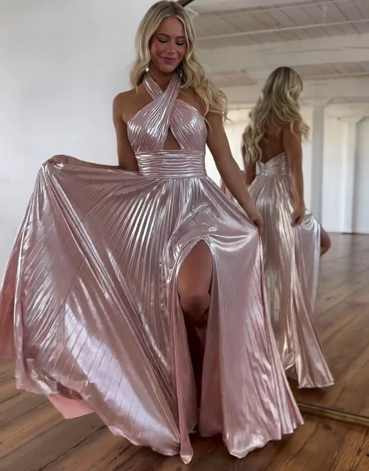 A Line Long Prom Dress With Slit