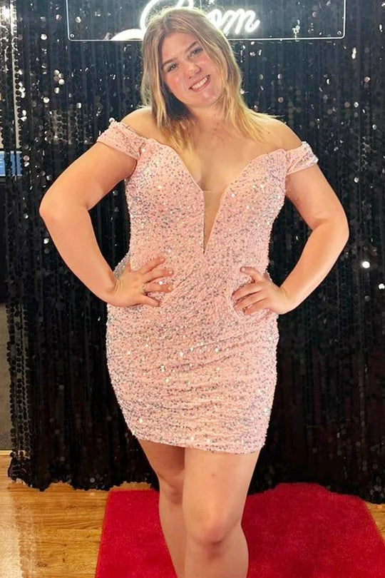 Sequin Off-the-Shoulder Short Party Dress
