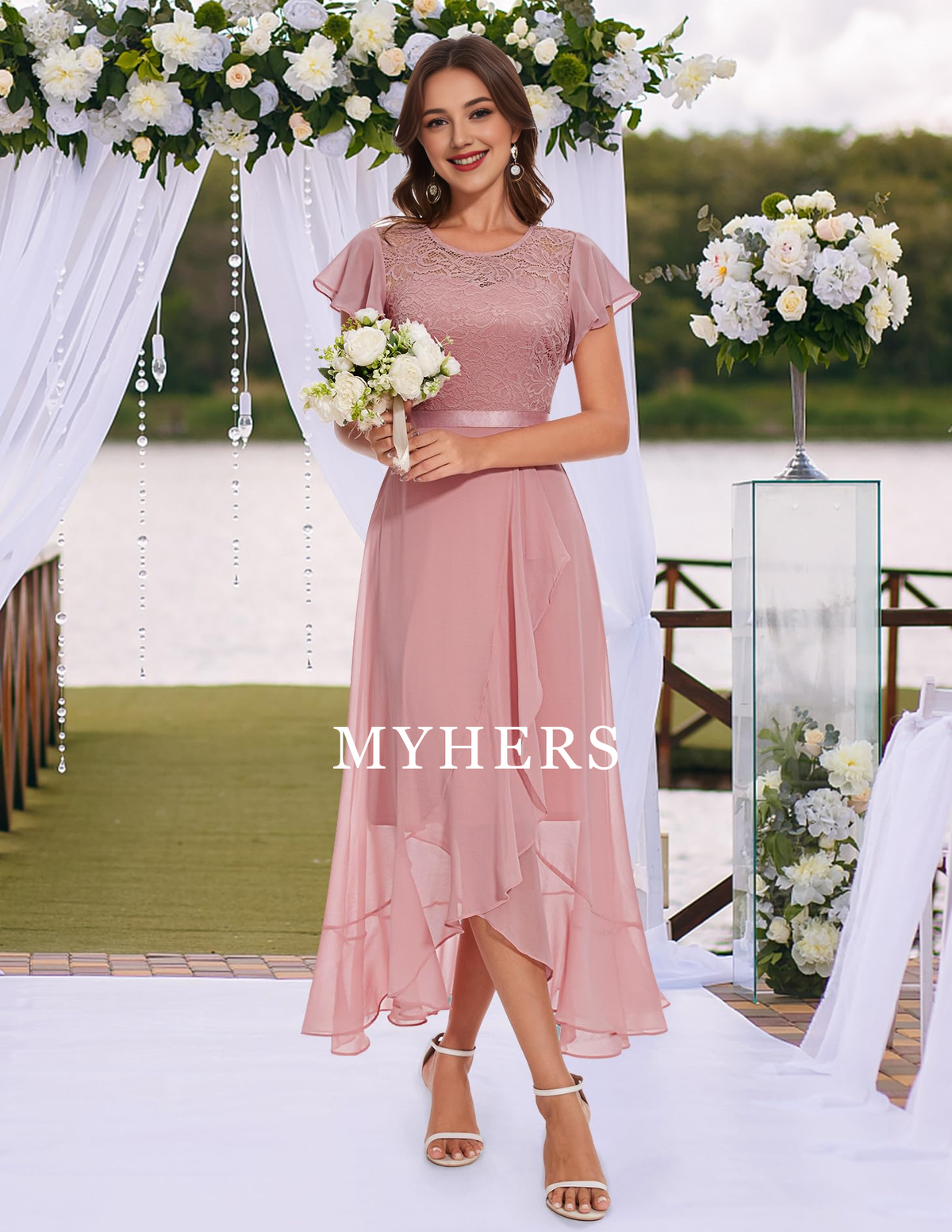 Formal Wear Dresses Women Side Fork Elegant Lace Long Simple Retro Prom Dress