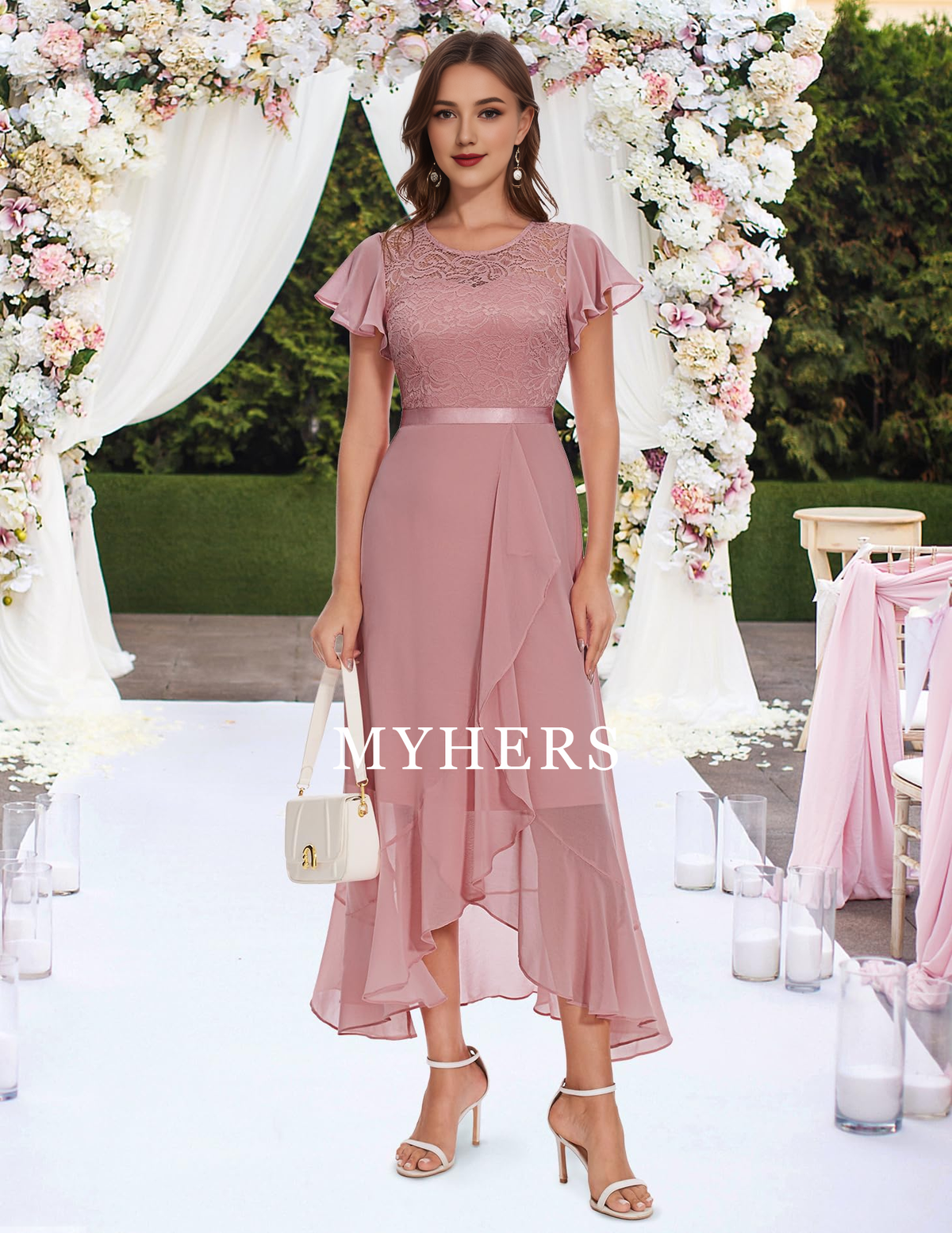 Formal Wear Dresses Women Side Fork Elegant Lace Long Simple Retro Prom Dress