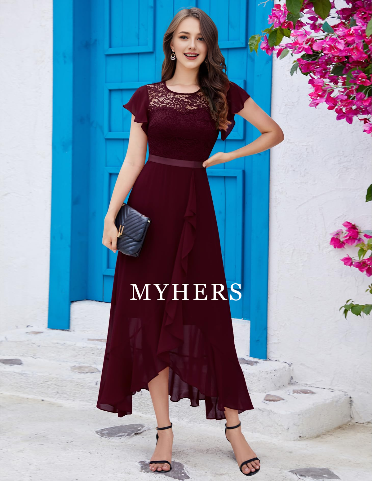 Formal Wear Dresses Women Side Fork Elegant Lace Long Simple Retro Prom Dress