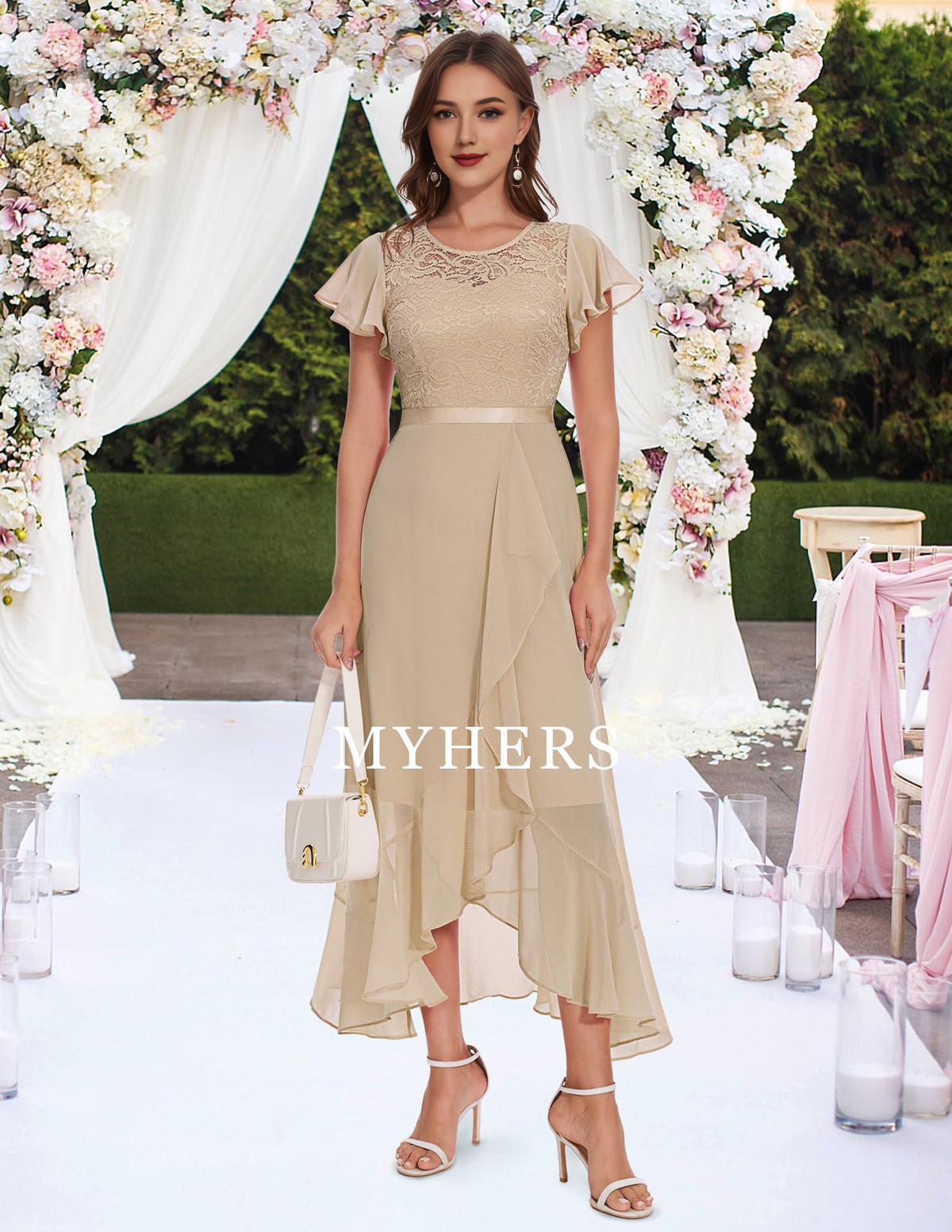 Formal Wear Dresses Women Side Fork Elegant Lace Long Simple Retro Prom Dress