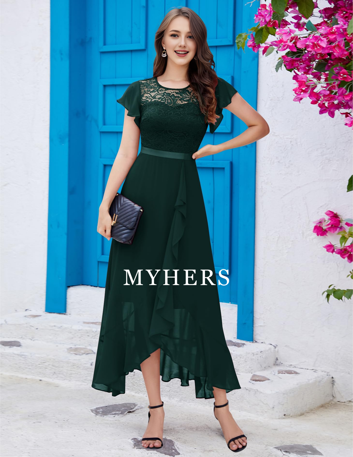 Formal Wear Dresses Women Side Fork Elegant Lace Long Simple Retro Prom Dress