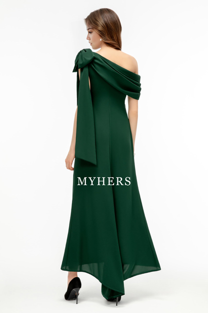 Formal Wear Dresses Charming Bow knot One Shoulder Evening Dresses Cocktail Party Dress Exquisite Prom Dress
