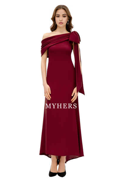 Formal Wear Dresses Charming Bow knot One Shoulder Evening Dresses Cocktail Party Dress Exquisite Prom Dress