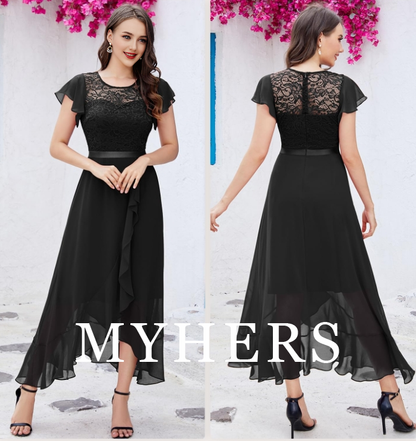 Formal Wear Dresses Women Side Fork Elegant Lace Long Simple Retro Prom Dress