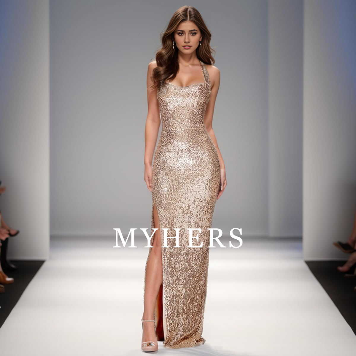 Formal Wear Dresses Sequin Sleeveless Boycon Split Floor Length Sparkly Maxi Dress Prom Dress