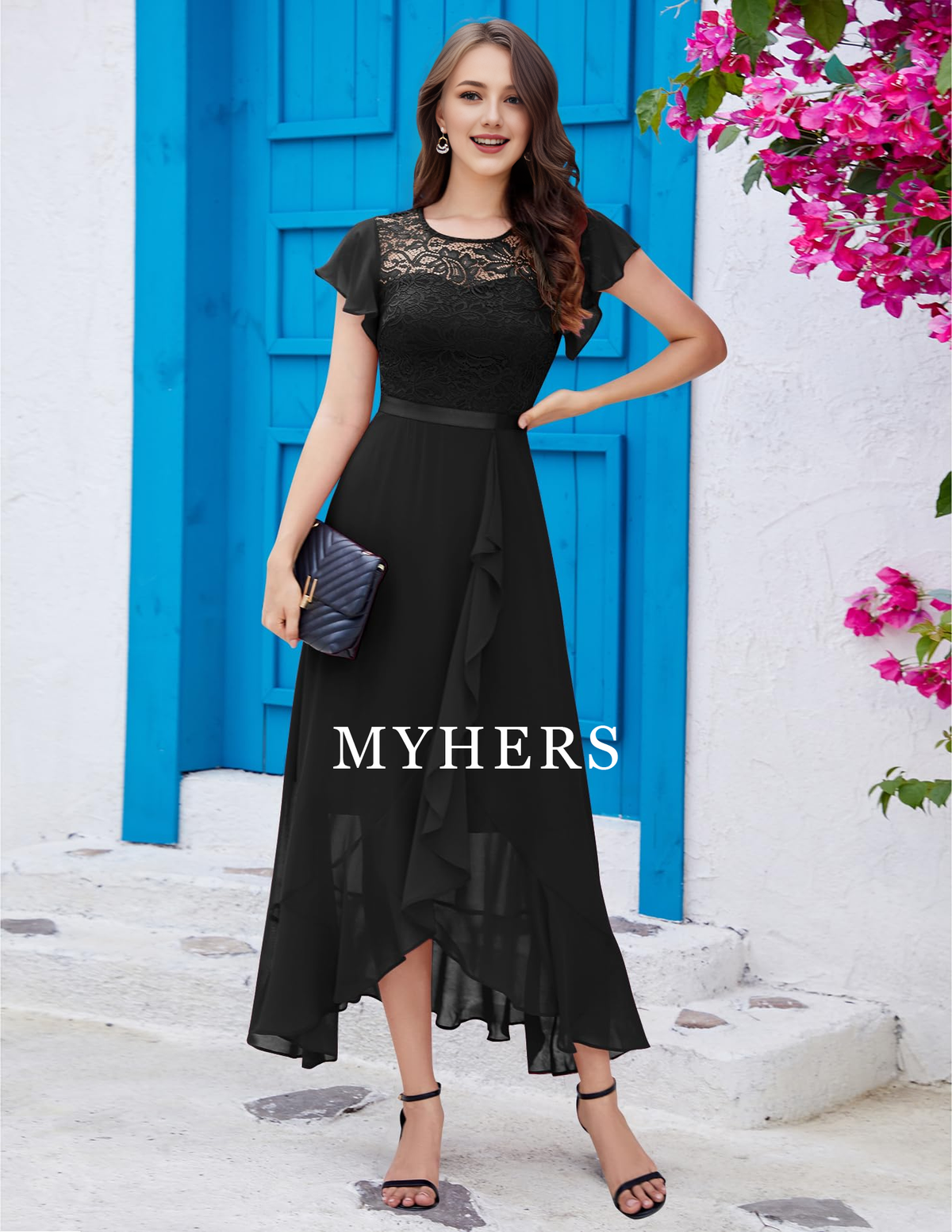 Formal Wear Dresses Women Side Fork Elegant Lace Long Simple Retro Prom Dress