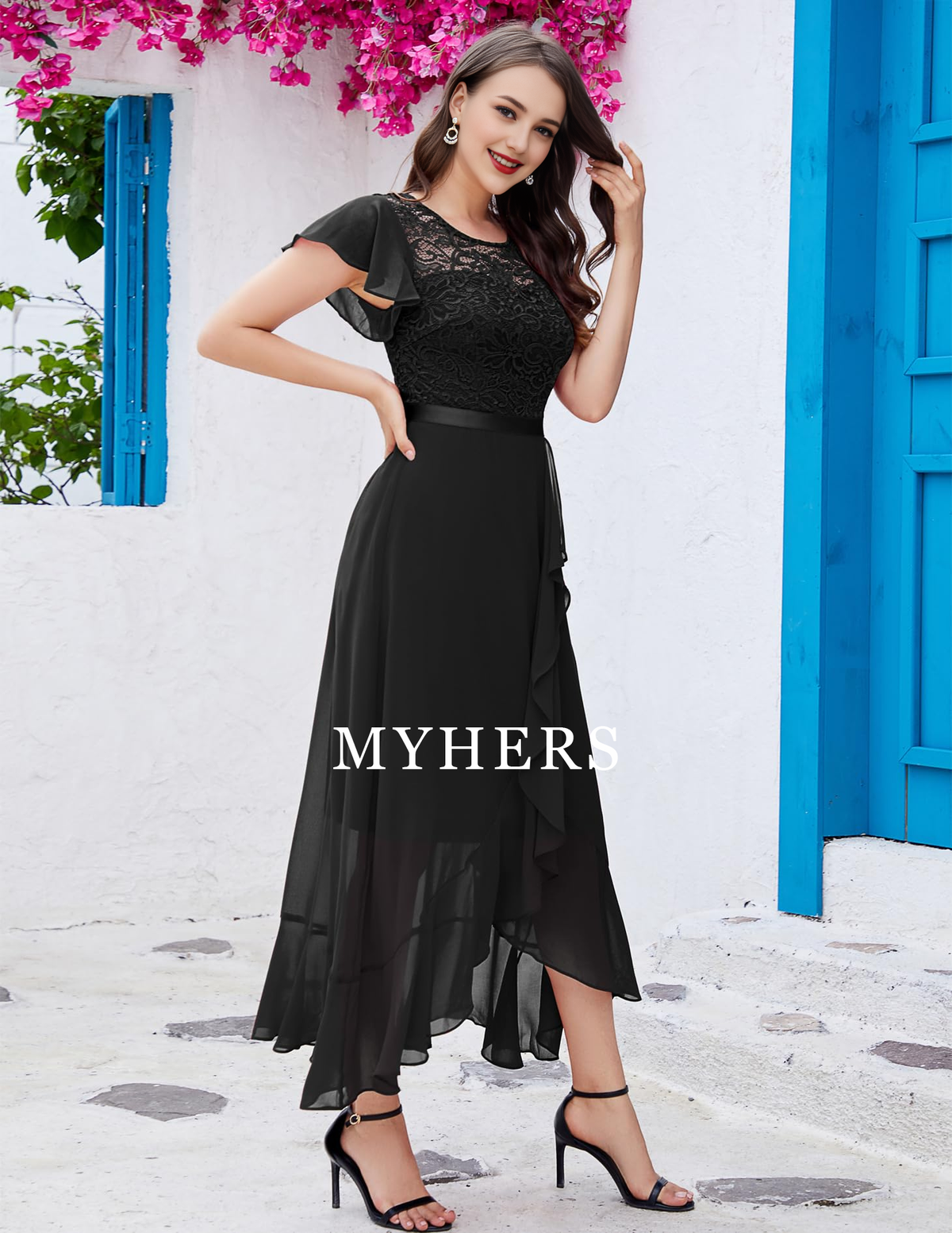 Formal Wear Dresses Women Side Fork Elegant Lace Long Simple Retro Prom Dress