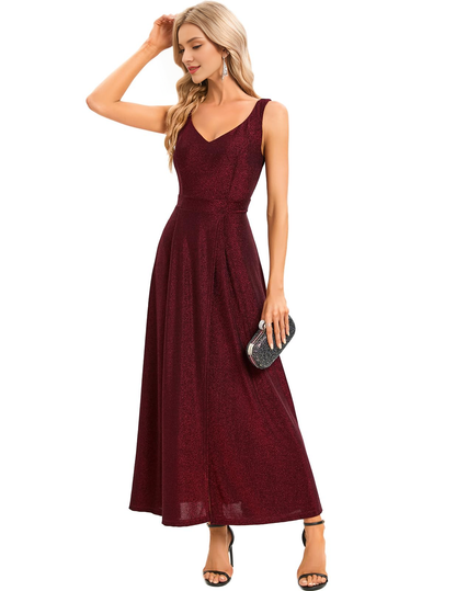 Formal Wear Dresses  Neck Cocktail Slit Dress Evening Party Side Fork Sparkle Long Prom Dress