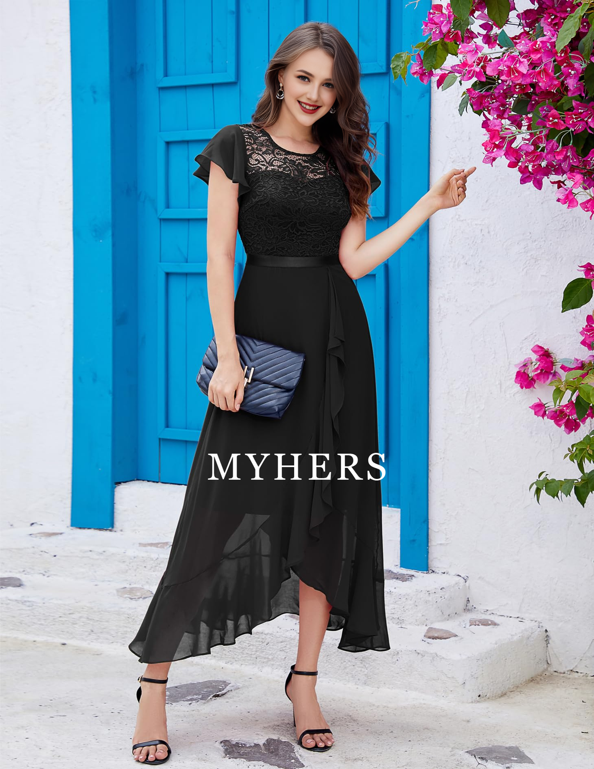 Formal Wear Dresses Women Side Fork Elegant Lace Long Simple Retro Prom Dress