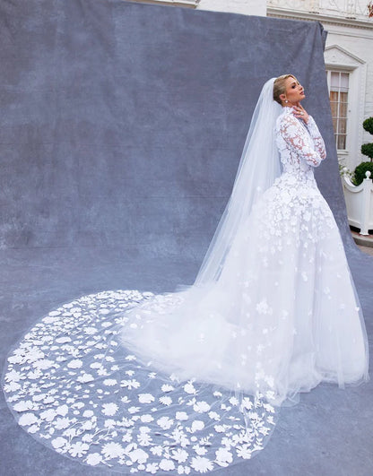 Previous product Next product High Neck Long Sleeves Paris Hilton Wedding Dress