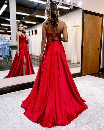 A-Line Long Prom Dress with Lace