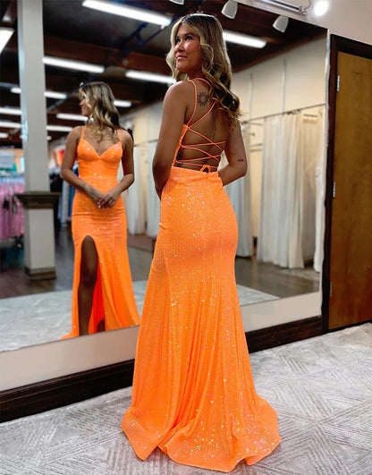 Sparking Tight Long Slit Prom Dress