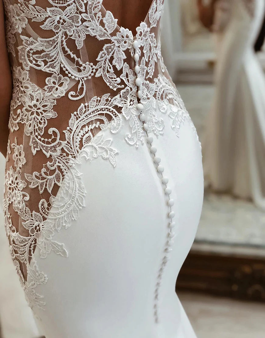 Mermaid Boho Wedding Dress with Lace